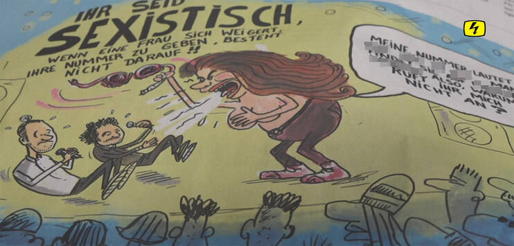 In dieser Karikatur veröffentliche die «Schaffhauser Nachrichten» die Handynummer von Juso-Chefin Tamara Funiciello. (Screenshot: TELE TOP)
