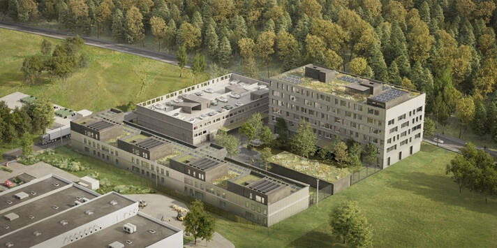 Visualisierung des Polizei- und Massnahmezentrum Schaffhausen in Herblingen. (Bild: Baudepartement Schaffhausen)