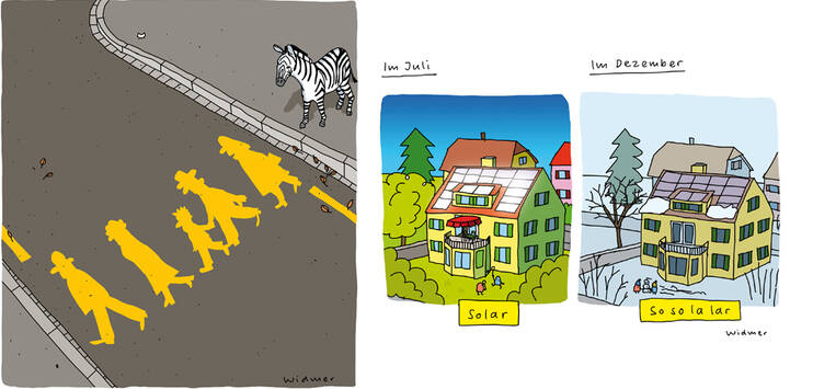 Der Winterthurer Cartoonist Ruedi Widmer erhält den Kulturpreis 2023. (Cartoons: Ruedi Widmer)