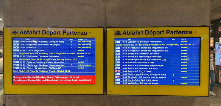 Alle Bahnverbindungen durch Oerlikon sind unterbrochen. (Bild: TOP-Medien/Rizja Pfister)