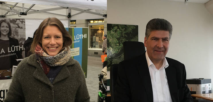 Sonja Lüthi und Boris Tschirky kämpfen um den freigewordenen Stadtratssitz. (Bilder: Noah Schefer / RADIO TOP)
